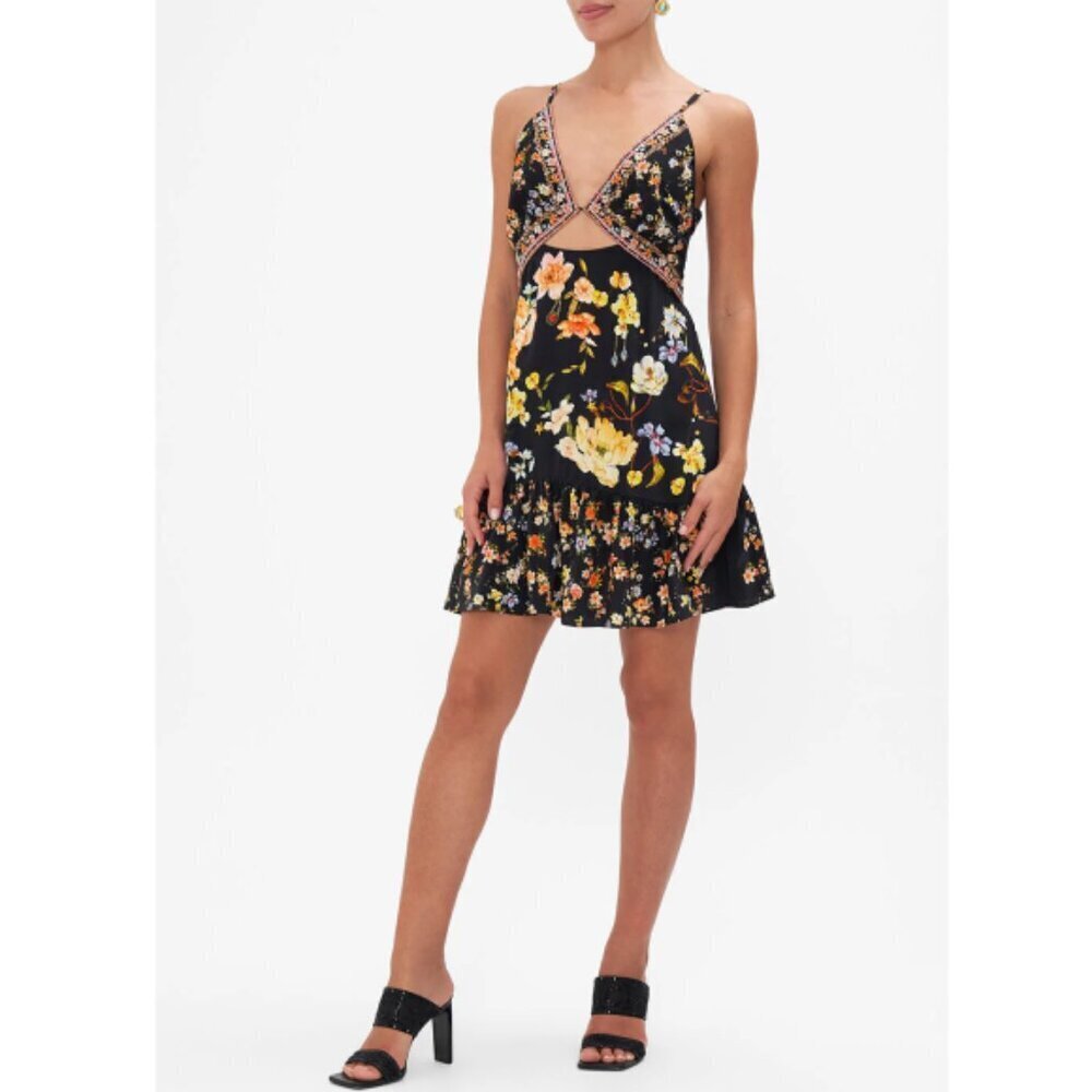 Camilla 'Secret History' Cut-Out Floral Silk Mini-Dress, Multi - Picture 2 of 10